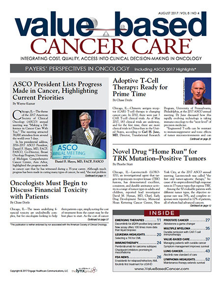 August 2017, Vol 8, No 4 | Payers’ Perspectives In Oncology: ASCO 2017 Highlights